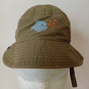 GYMBOREE Baby Boy Bucket Sun Hat Blue With Fish 6-12 Months Camo Chin Strap